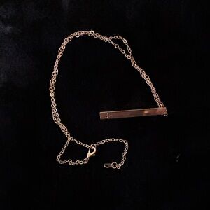 Gold Bar Necklace with Initial J